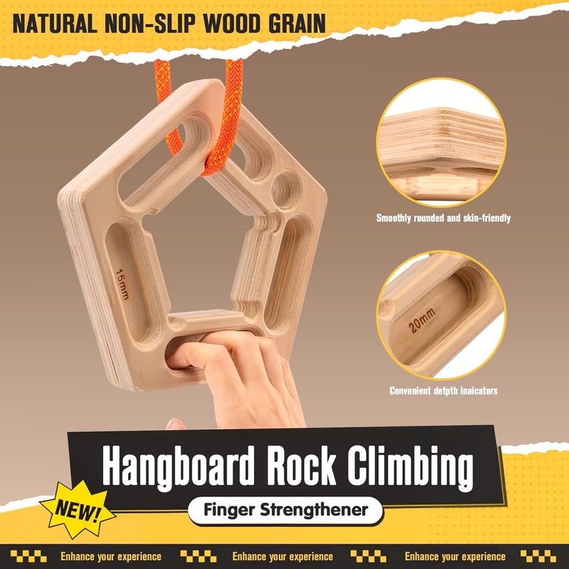 CMOOD Hangboard, Hangboard Rock Climbing for Climbing, Home Training, Finger Strengthener, Pull-up Grip Arm Training Portable Finger Board Rock Climbing Holds Indoor and Outdoor - Image 2